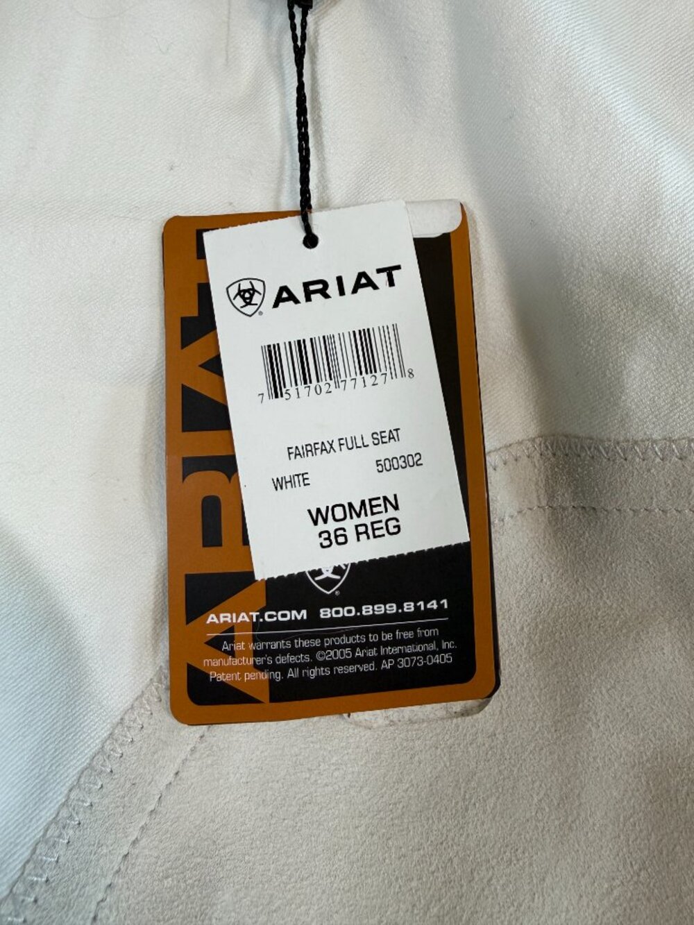 NWT ARIAT Fairfax Full Seat Equestrian Riding Breeches White 36R - Picture 12 of 15